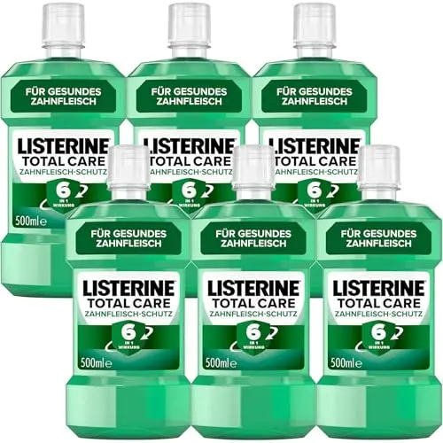 LISTERINE Total Care Antibakterielle Mundspülung, 6x500 ml, schützt Zahnfleisch, stärkt Zähne, für frischen Atem bis zu 24h