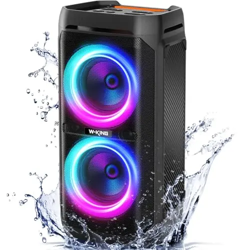W-KING 220W Bluetooth Lautsprecher - 115dB, IPX6 Wasserdicht, 24h Akku, RGB Lichter