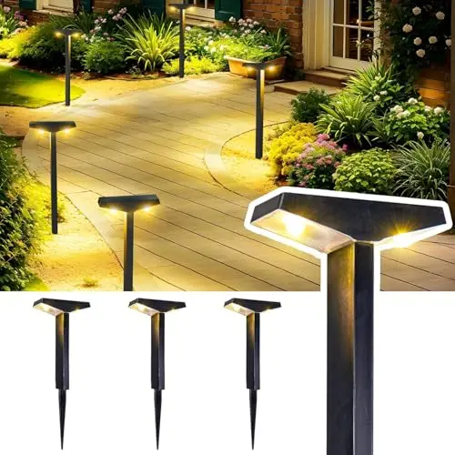 Bigzom Solarlampen 4 Stück Warmweiß für Garten und Terrasse, IP67 wasserdicht mit Verlängerungsstange