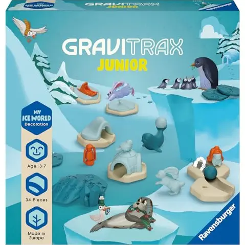 Ravensburger GraviTrax Junior Ice Erweiterung - Murmelbahn aus nachhaltigen Rohstoffen, Konstruktionsspielzeug für Kinder ab 3 Jahren