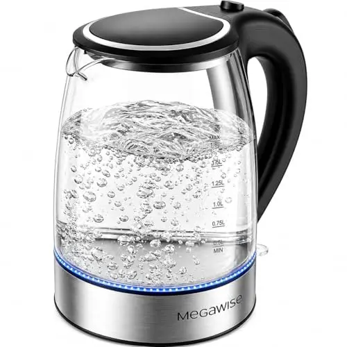 MEGAWISE Glas-Wasserkocher, 1,8 L, 1800 W für Küche & Tee