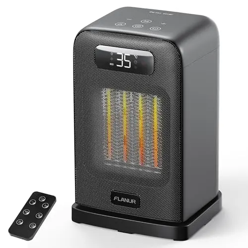 FLANUR Tragbarer Heizlüfter mit Thermostat und ECO-Modus, 1500W, leise (unter 35dB), 2-in-1, Schwarz