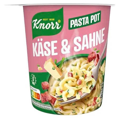 Knorr Pasta Snack Pot Käse & Sahne - Instant Nudeln in 5 Minuten, 8x 63g