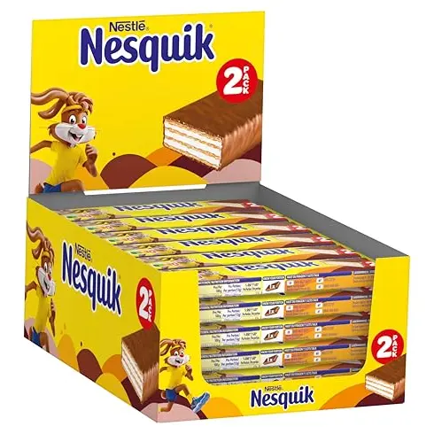 Nestlé NESQUIK Knusperwaffel, schokoladiger Riegel aus Waffel, 30er Pack (je 13g)