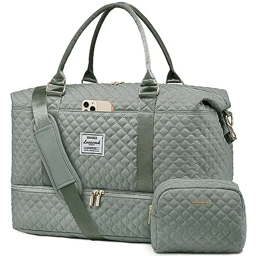 LOVEVOOK Damen Sporttasche & Weekender - Wasserdicht, mit Schuhfach & Kulturbeutel, Handgepäck für Flugzeug, Gym, Camping