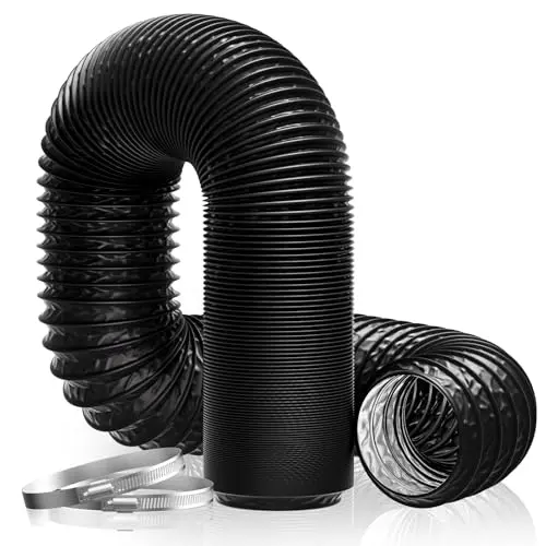 Hon&Guan Ø125mm Abluftrohr, 5m Flex-Schlauch für Klimaanlage, Trockner, Ventilator, Abzugshaube, Belüftungystem - Schwarz