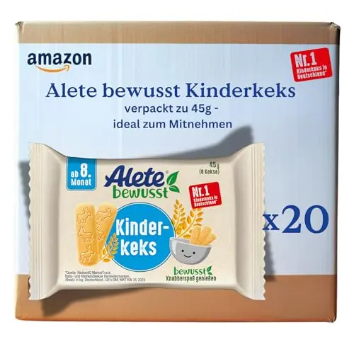Alete Kinderkeks, ab 8 Monaten, handlich verpackte Butterkekse für Kinder, ideal für unterwegs, 20 x 45 g