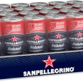 San Pellegrino Aranciata Rossa Limonade mit 10% Orangensaft, 24 Dosen à 330ml