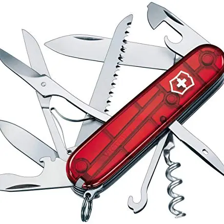 Victorinox Taschenmesser Huntsman - Rot Transparent - Swiss Made - 15 Funktionen