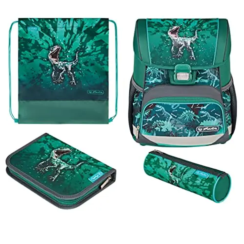 Herlitz Schulranzen Loop Plus Grüne Dino-Design