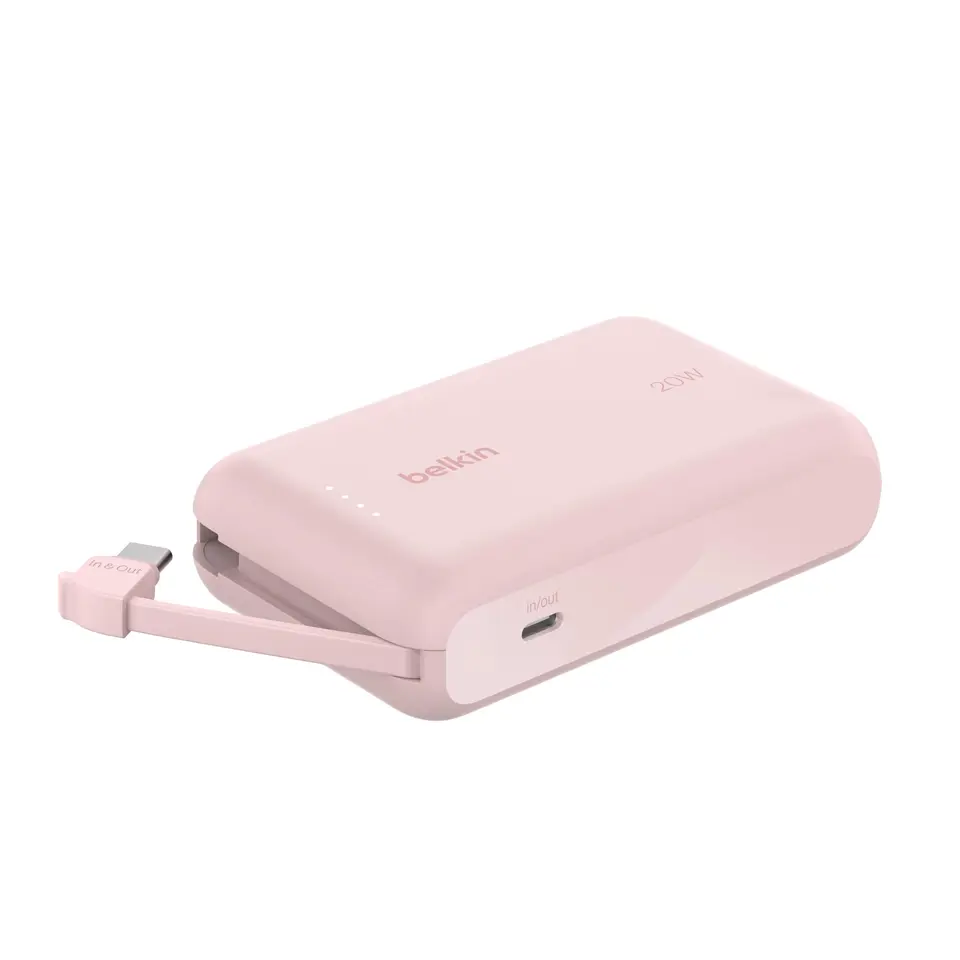 Belkin BoostCharge Power Bank 10000mAh mit USB-C-Kabel – Rosa