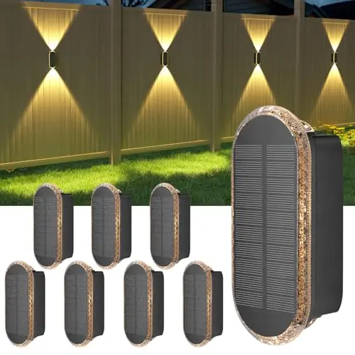ELLASAY Solar Wandleuchte für Außen, Wasserdicht und Kabellos - 8er Set für Garten, Hof und Terrasse