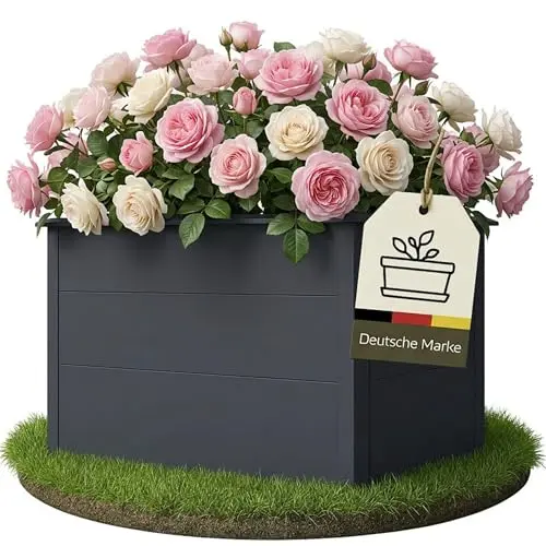novaterra® Hochbeet aus pulverbeschichtetem Stahl, Anthrazit, B100 x T50 x H77 cm, wetterfest, perfekt für Kräuter, Blumen & Frühbeete