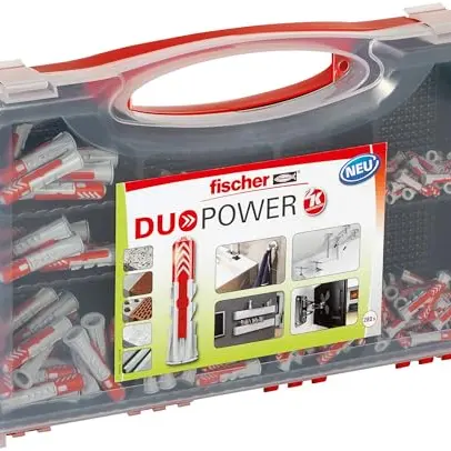 fischer Red-Box DuoPower Dübel-Set mit 280 Stück für verschiedene Baustoffe