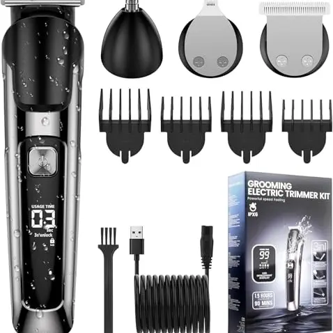 elestyle Barttrimmer für Herren, All-In-One Haarschneider mit USB Aufladung und 4 Aufsteckkämmen