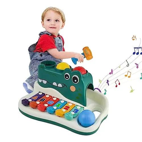Kikuo Xylophon für Kinder ab 1 Jahr mit Bällen und Hammer