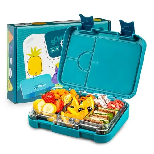 schmatzfatz Junior Brotdose für Kinder, Auslaufsichere BPA-freie Bento Box mit Fächern