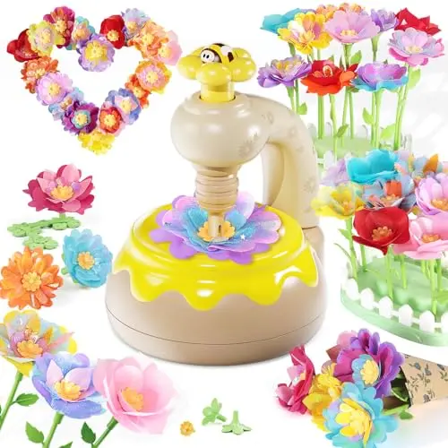 DIY Blumenstrauß-Bastelset für Kinder ab 3 Jahren – Kreatives Lernspielzeug und Geschenkidee in Gelb