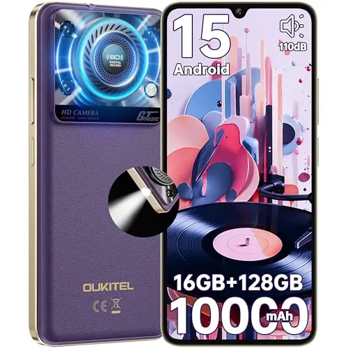 OUKITEL C60 Smartphone - 10000mAh, 6.88 Zoll, 90Hz, 16GB+128GB, 13MP Kamera, Dual SIM, Violett
