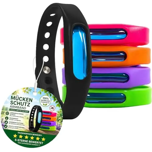Bronoir Verstellbares Silikon Abwehrband, Wasserdicht für Kinder & Erwachsene, 5 Stück