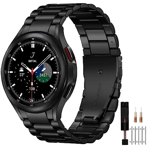 Edelstahl Metallarmband für Samsung Galaxy Watch 7/6/5/4, Schwarz, 44mm/40mm