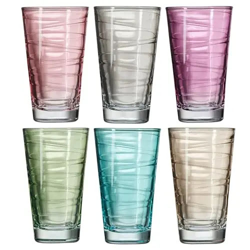 Leonardo Vario 6er Set Trinkgläser, bunte Saftgläser 280ml, spülmaschinengeeignet