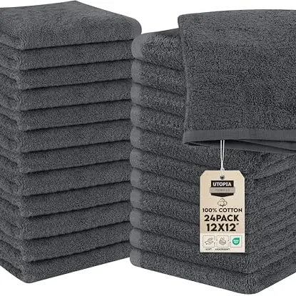 Utopia Towels - 24 Seiftücher, 30x30 cm aus 100% Baumwolle, grau, saugfähig zum Abwischen und Reinigen