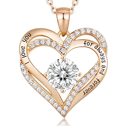 CDE Kette Damen 925 Sterling Silber Herz Anhänger Halskette Schmuck für Frauen - Geschenk zu Weihnachten, Valentinstag, Geburtstag