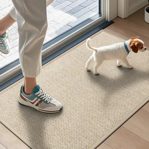 LEKEEPGO rutschfeste Fussmatte für Innen 43 x 75 cm - waschbar und saugfähig, khaki