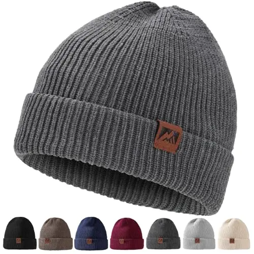 ricema Beanie Mütze Unisex - Warme Strickmütze in Dunkelgrau - Stylische Wintermütze für Herren und Damen