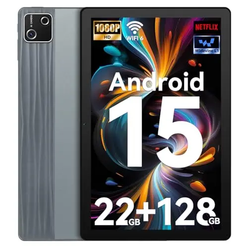 Whitedeer 2025 Android 15 Tablet - 10 Zoll, 22GB RAM, 128GB Speicher, Wi-Fi 6, BT 5.3, 6200mAh - Grau