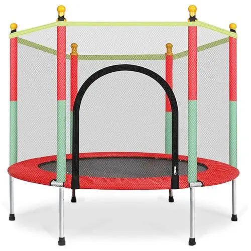 Gziztx Trampolin für Kinder, Ø140cm, mit Sicherheitsnetz, geeignet für Indoor und Outdoor