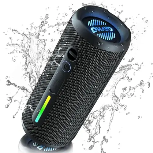 OHAYO Bluetooth Lautsprecher mit RGB Licht, 30H Akku, IPX7 Wasserdicht, für Outdoor und Partys