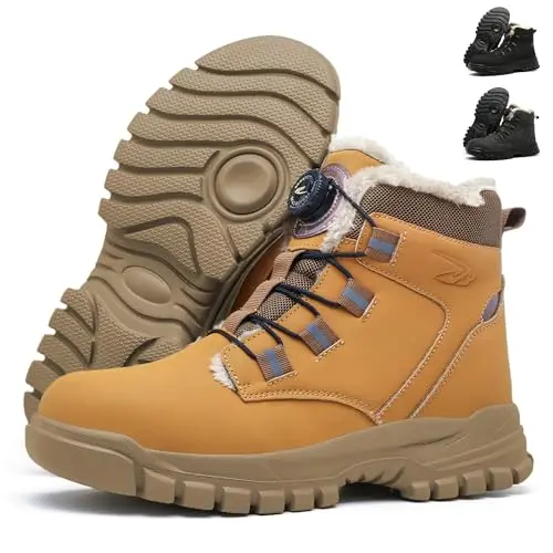 Wasserdichte Sicherheitsstiefel für Herren und Damen - Leichte, gefütterte Stahlkappenschuhe - Gelb - Größe 41