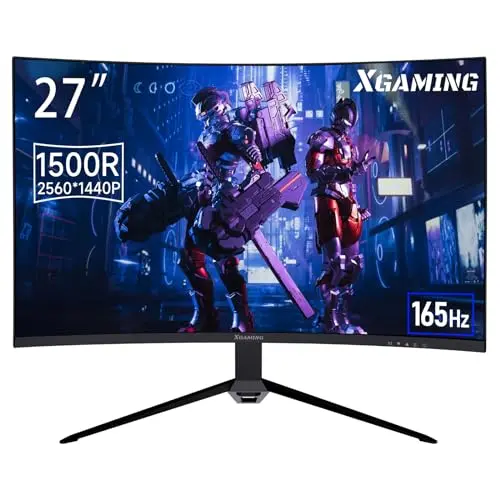 XGaming 27 Zoll Curved Monitor, 165Hz WQHD, 1ms Reaktionszeit, AMD FreeSync, HDR, VESA-Montage