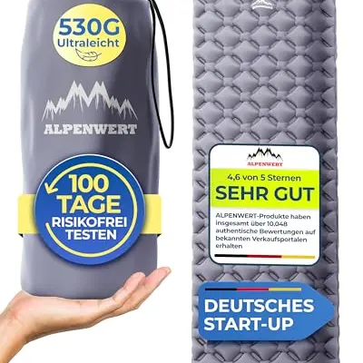 Alpenwert Isomatte für Outdoor, ultraleicht und kompakt – perfekt für Camping, Wandern und Backpacking