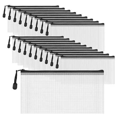 COWORK-UP 20 Stück Reißverschlusstaschen, 240x120 mm für Dokumente und Kleinkram