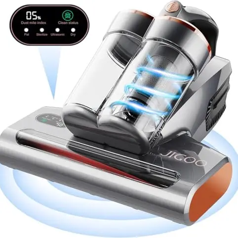 JIGOO S300 Pro Milbensauger mit UV-Licht und Staubmilben-Sensor, 500W, für Allergiker, entfernt 99,9% der Allergene