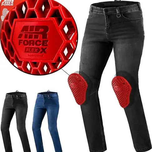 SHIMA RIDER Motorrad Jeans für Herren mit Knieprotektoren - Kurzgrößen - Schwarz, 32/32