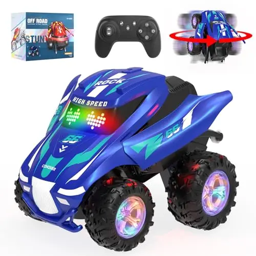 Ferngesteuertes Auto mit Licht und Musik, All-Terrain Drift Stunt Car für Kinder, RC Spielzeug (Blau)