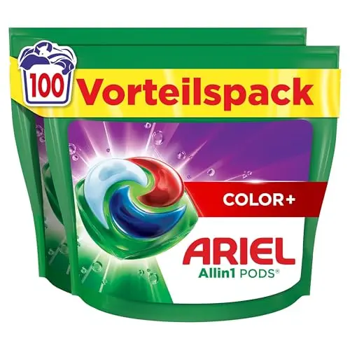 Ariel Waschmittel Pods All-in-1, 100 Waschladungen, Color+, effektive Fleckentfernung