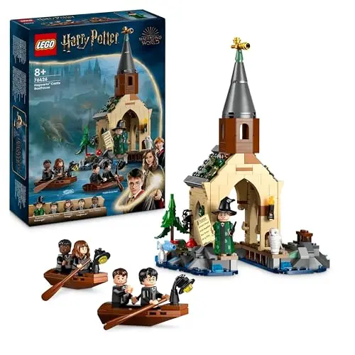 LEGO Harry Potter Bootshaus von Schloss Hogwarts – Spielzeugmodell mit 2 Boote und 5 Mini-Figuren, ab 8 Jahren
