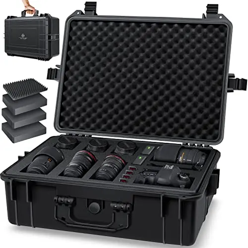 KESSER® Kamerakoffer 35L - Wasserdicht, Outdoor, Staubdicht, Fotokoffer mit Einlage für Kamera und Zubehör (56x42x21cm)