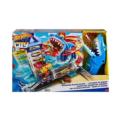 Hot Wheels City Hai-Angriff Spielset mit Auto - Kombinierbar mit anderen Sets, für Kinder ab 4 Jahren