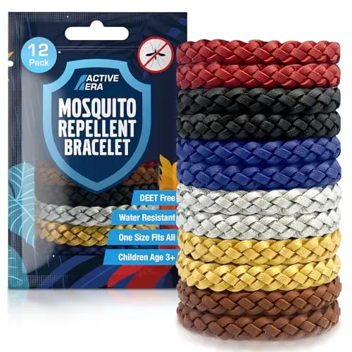Active Era Mückenschutz Armband, 12 Stück, Wasserfest, bis zu 10 Tage, für Kinder & Erwachsene, natürlich & DEET-frei, ideal fürs Camping