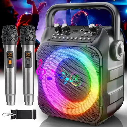 Singingmate Karaoke Maschine mit 2 Mikrofonen - Tragbare Bluetooth Karaoke Box für Erwachsene und Kinder