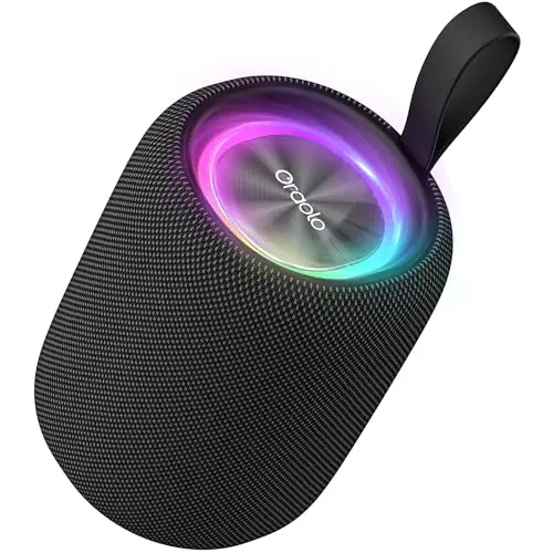 oraolo Bluetooth-Lautsprecher mit RGB-Lichtern, IPX6 wasserdicht, tragbar für Zuhause, Radfahren und Partys, 8 Stunden Wiedergabe