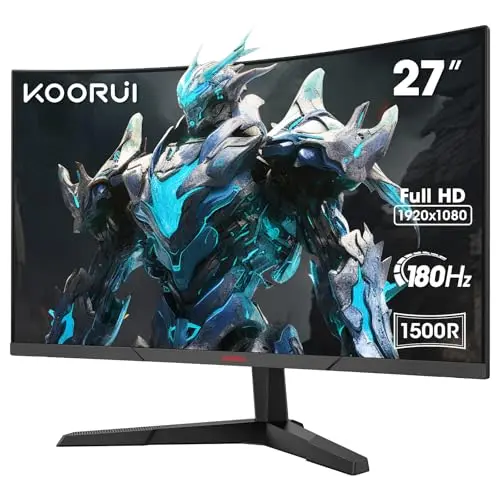 KOORUI 27 Zoll Curved Gaming Monitor, 180Hz FHD, Adaptive Sync, HDMI 2.0/DP 1.2, Schwarz