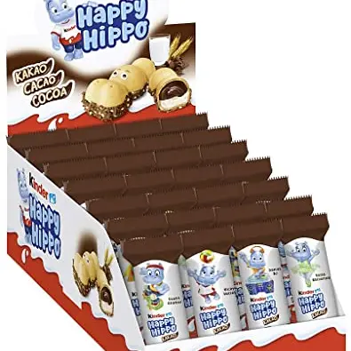 Happy Hippo Kakao - Knusprige Waffeln mit Milch- und Kakaocreme - 1 Packung mit 28 Riegeln à 20,7g