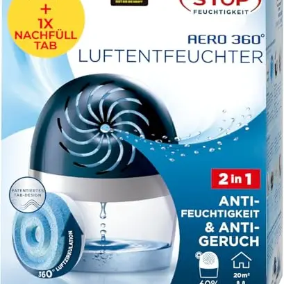 Pattex AERO 360º Luftentfeuchter, wiederbefüllbar, verhindert Kondenswasser, Schimmel und Gerüche, inkl. Nachfülltab 450g